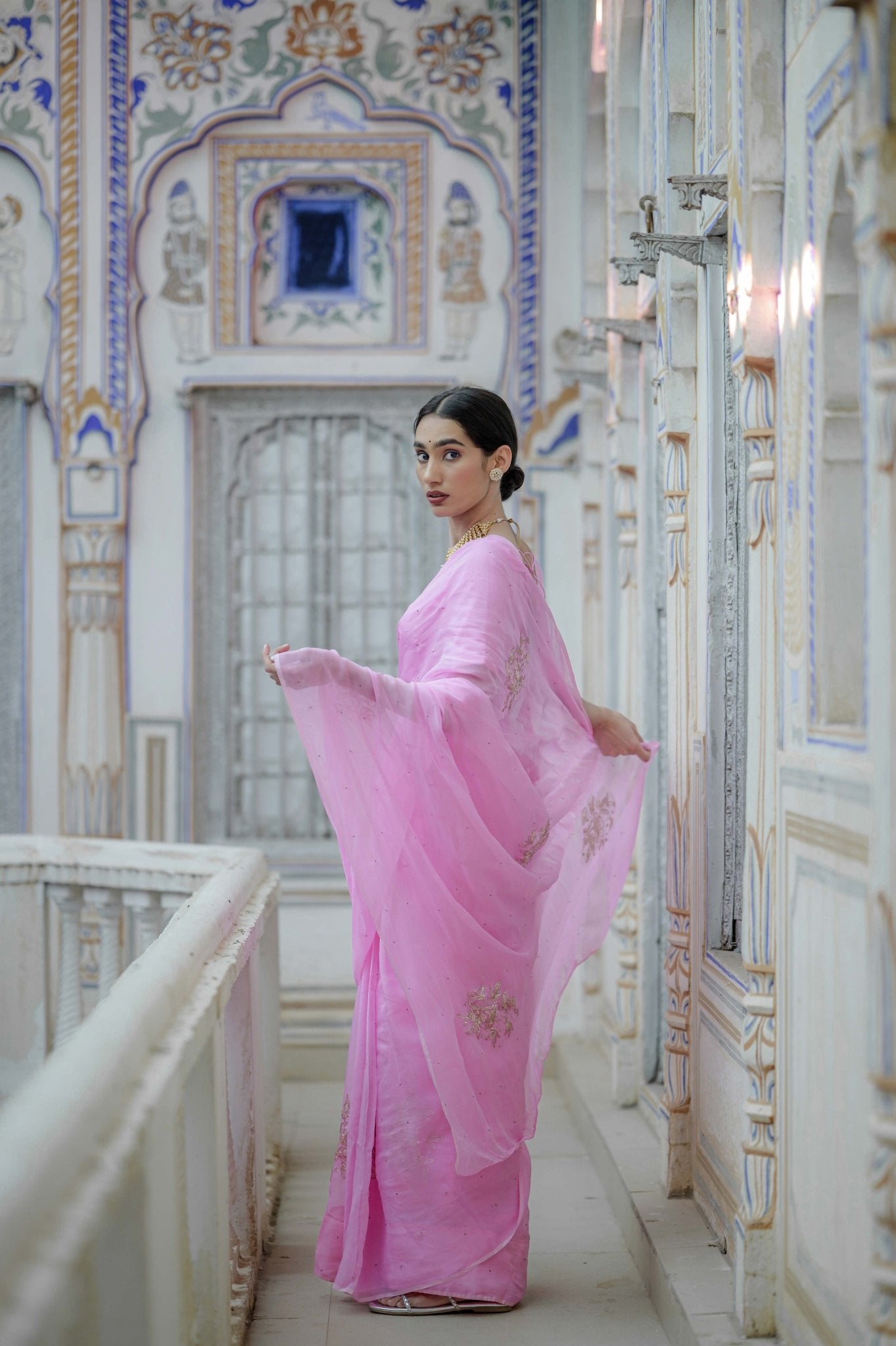 Pearl Pink Buta Saree - House of Baisa
