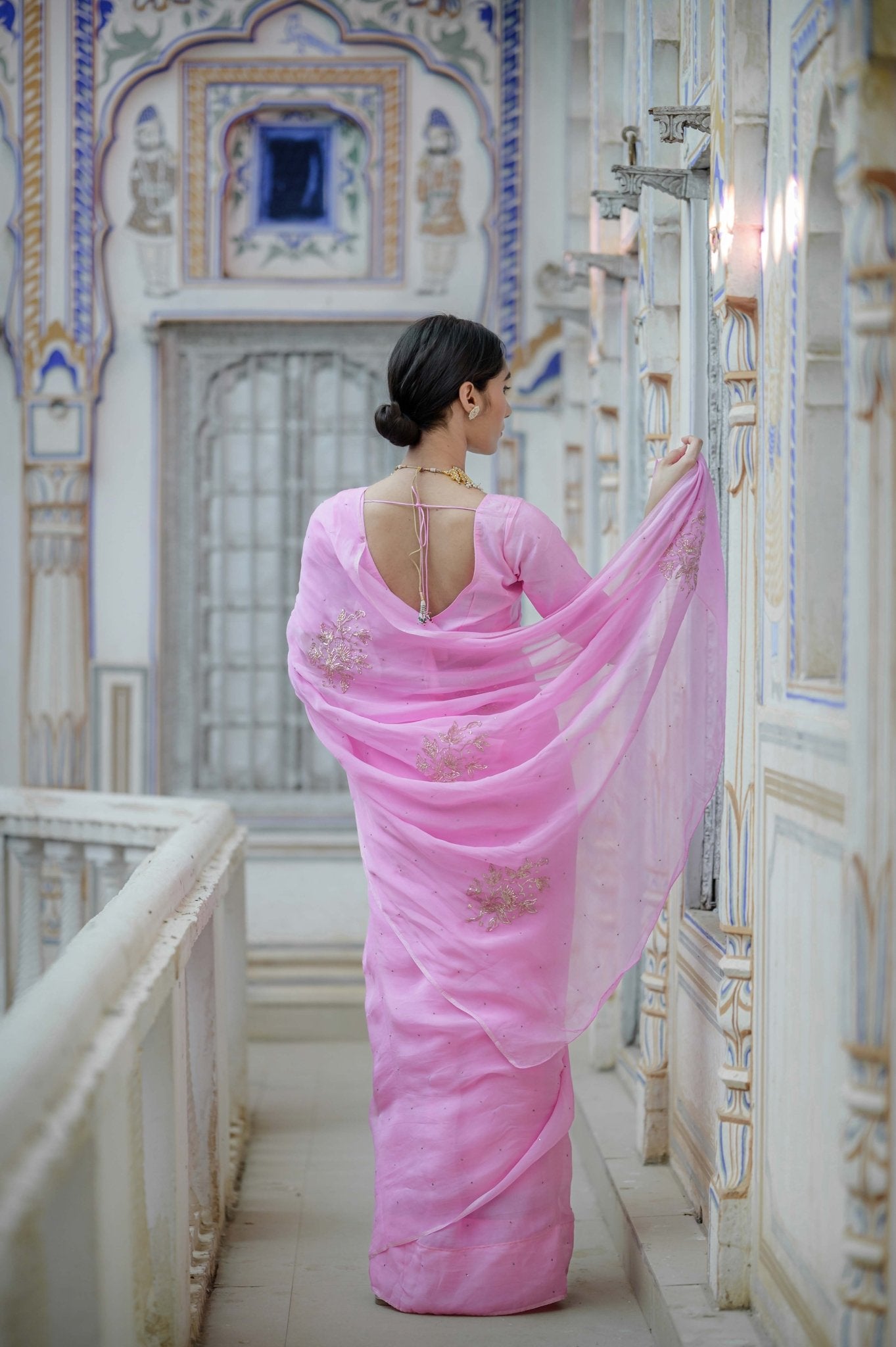 Pearl Pink Buta Saree - House of Baisa