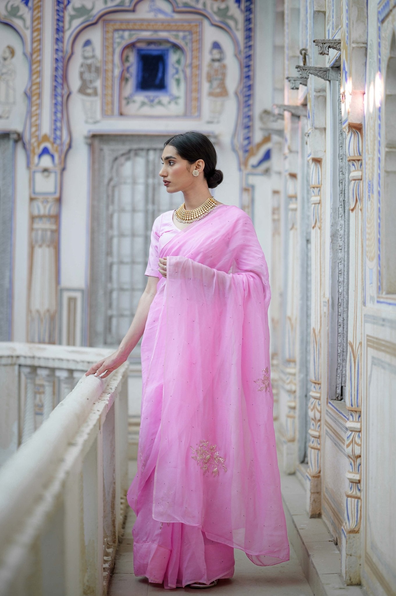 Pearl Pink Buta Saree - House of Baisa