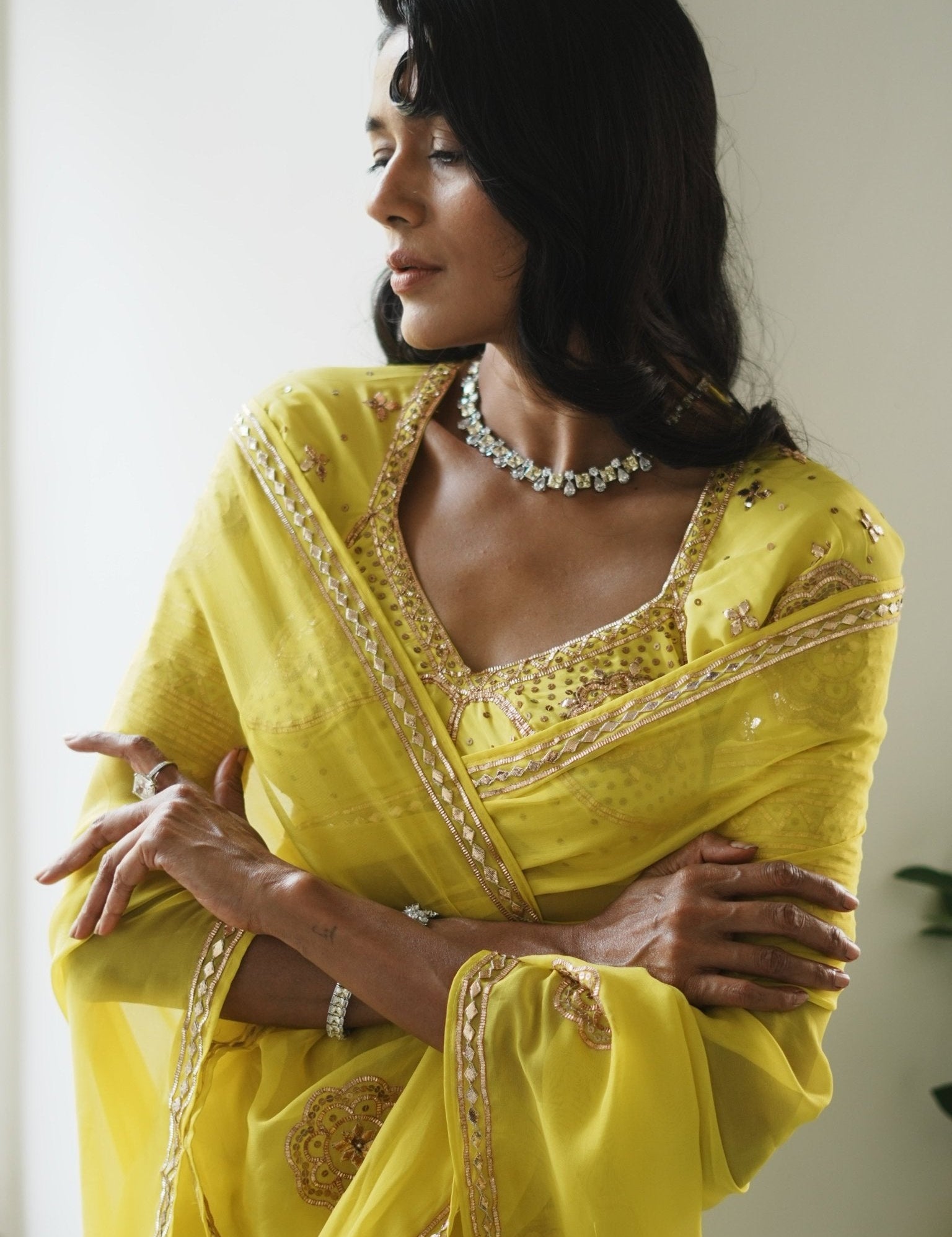 Peeli Pure Gota Saree - House of Baisa