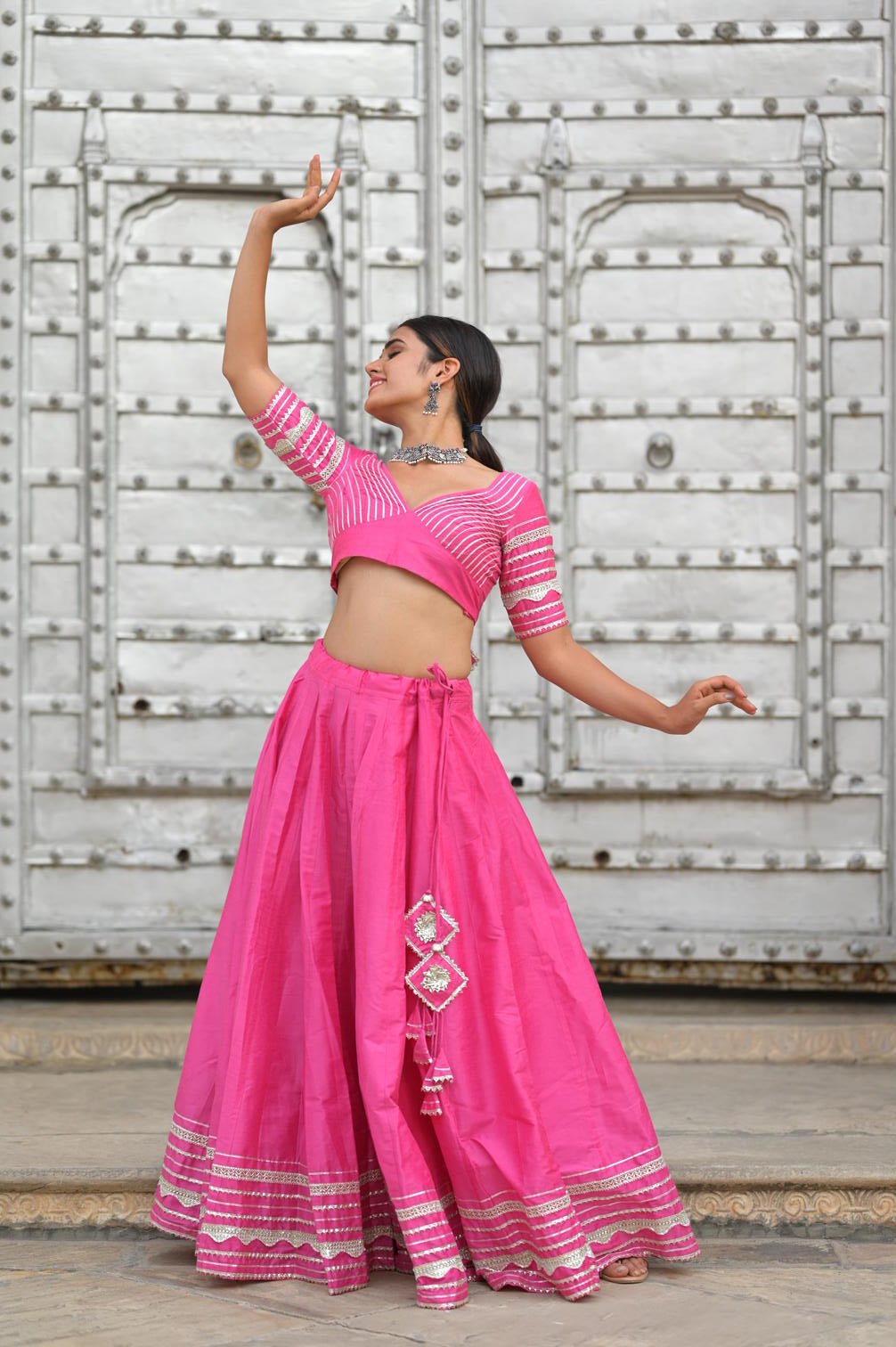 Periwinkle Gota Ghagra Set - House of Baisa