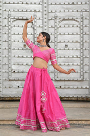 Periwinkle Gota Ghagra Set - House of Baisa