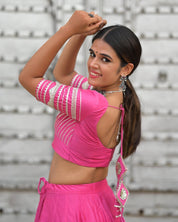 Periwinkle Gota Ghagra Set - House of Baisa