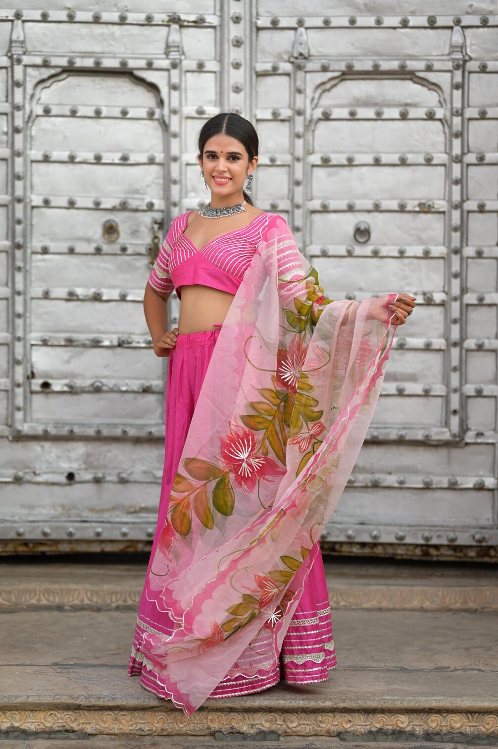 Periwinkle Gota Ghagra Set - House of Baisa