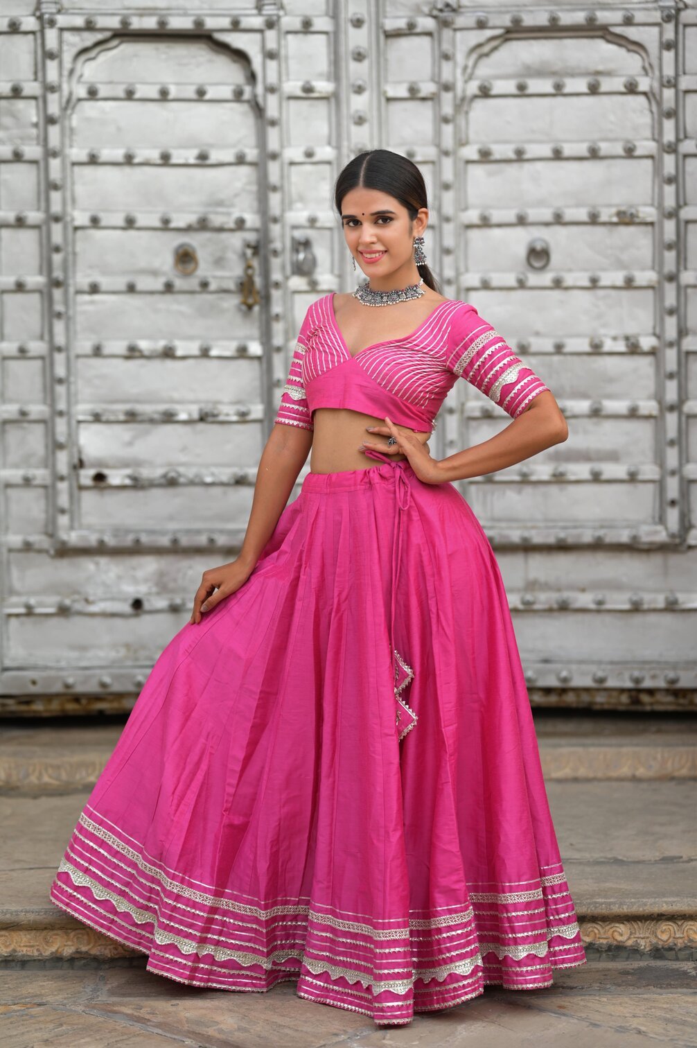 Periwinkle Gota Ghagra Set - House of Baisa