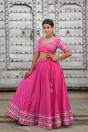 Periwinkle Gota Ghagra Set - House of Baisa