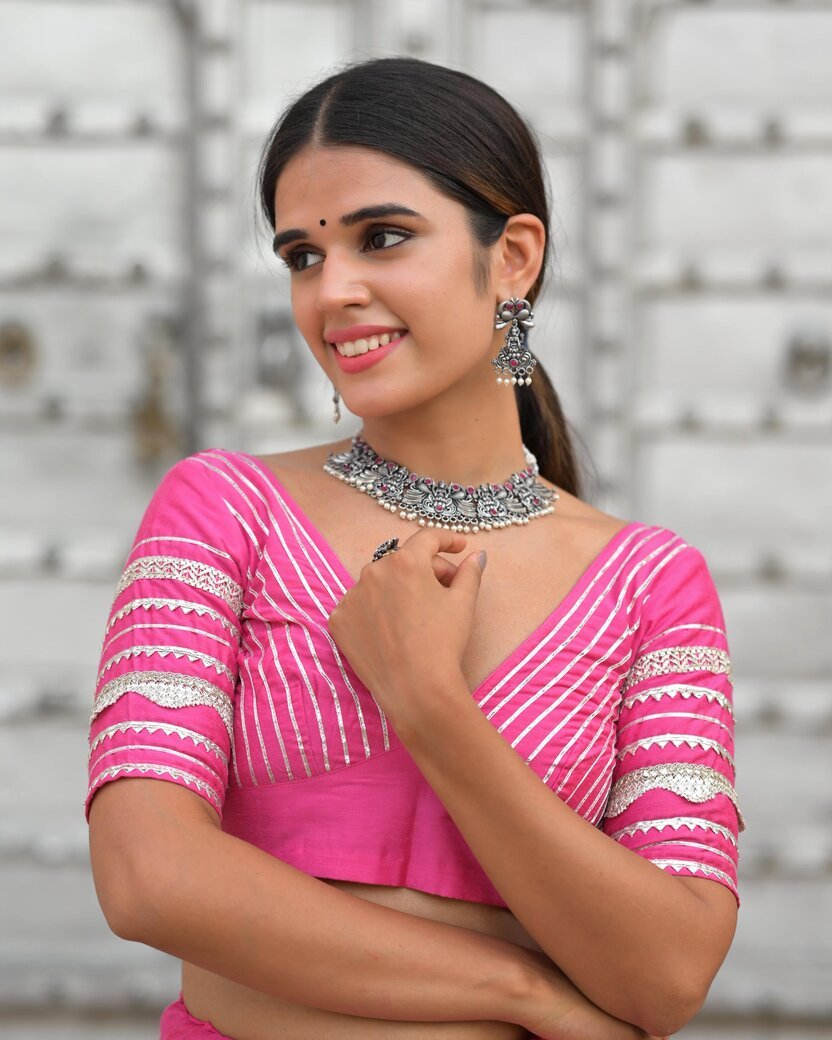 Periwinkle Gota Ghagra Set - House of Baisa