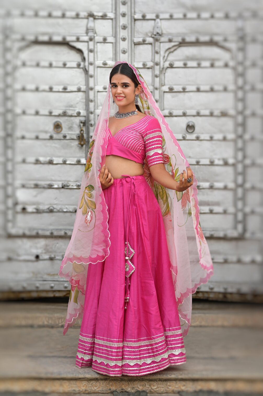 Periwinkle Gota Ghagra Set - House of Baisa