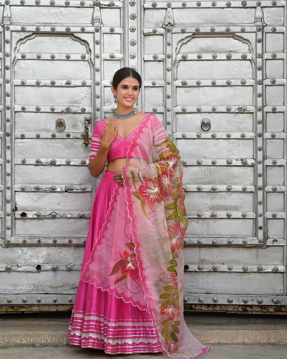 Periwinkle Gota Ghagra Set - House of Baisa