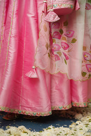 Festive bridal look in Rohini designer pink lehenga
