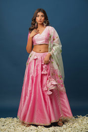 Pink Lehenga for Women – Rohini Satin Bridal & Festive Set - House of Baisa