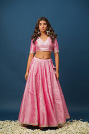 Pink Lehenga for Women – Rohini Satin Bridal & Festive Set - House of Baisa