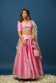 Pink Lehenga for Women – Rohini Satin Bridal & Festive Set - House of Baisa