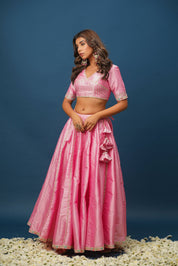 Pink Lehenga for Women – Rohini Satin Bridal & Festive Set - House of Baisa