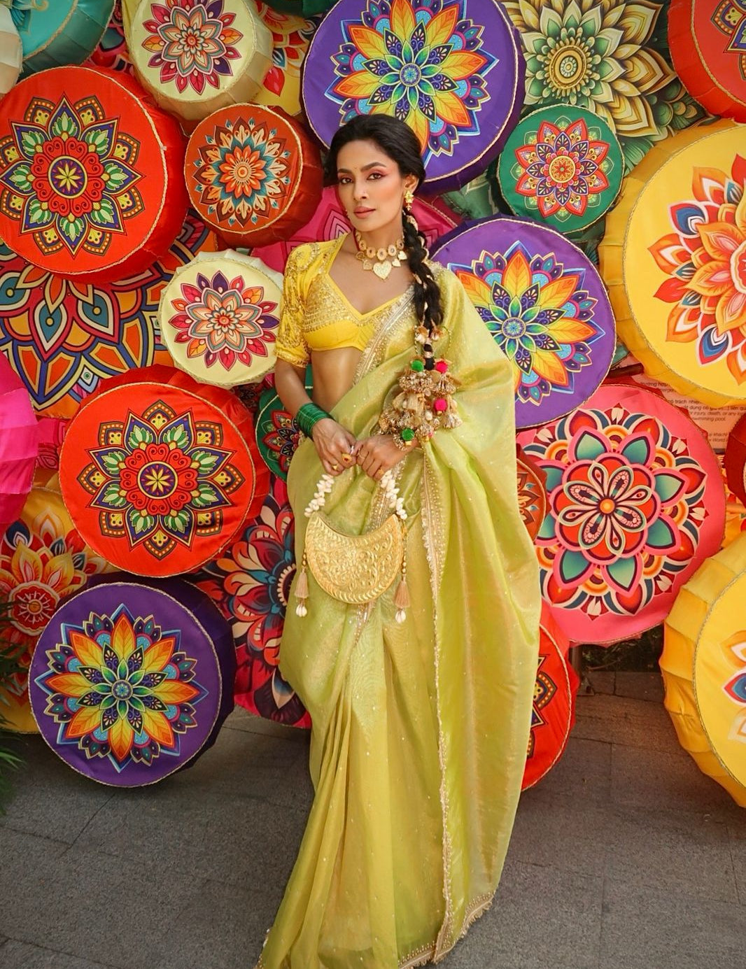 Sohani Green Tissue Hand Embroidered Saree - House of Baisa