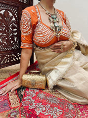 Sona Golden Tissue Saree - House of Baisa