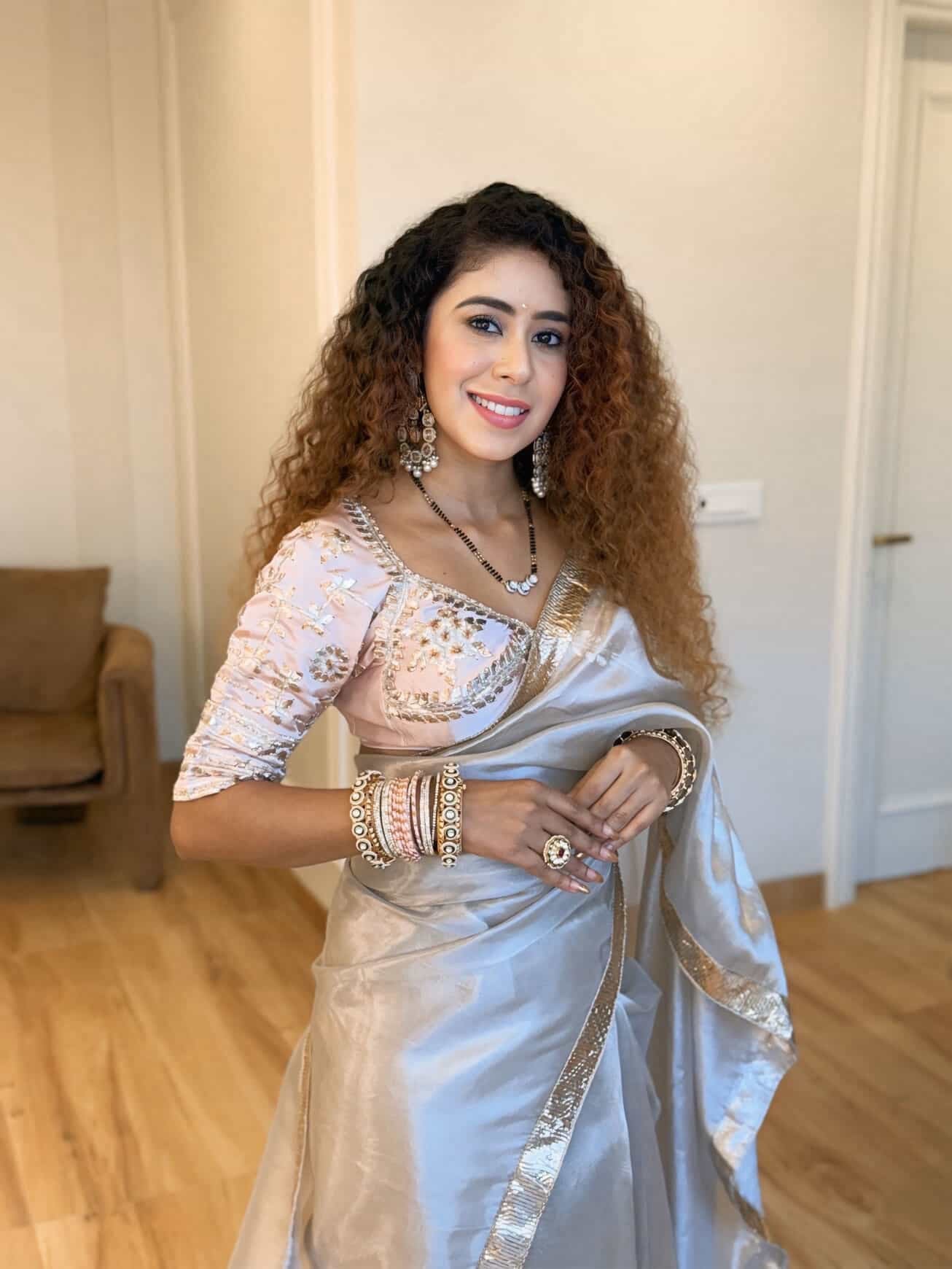 Soundrya Pink Tissue Satin Aangi - House of Baisa