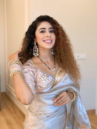 Soundrya Pink Tissue Satin Aangi - House of Baisa