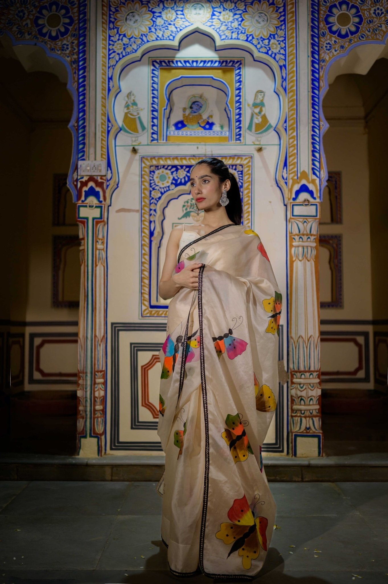 Titli Off White Organza Saree - House of Baisa