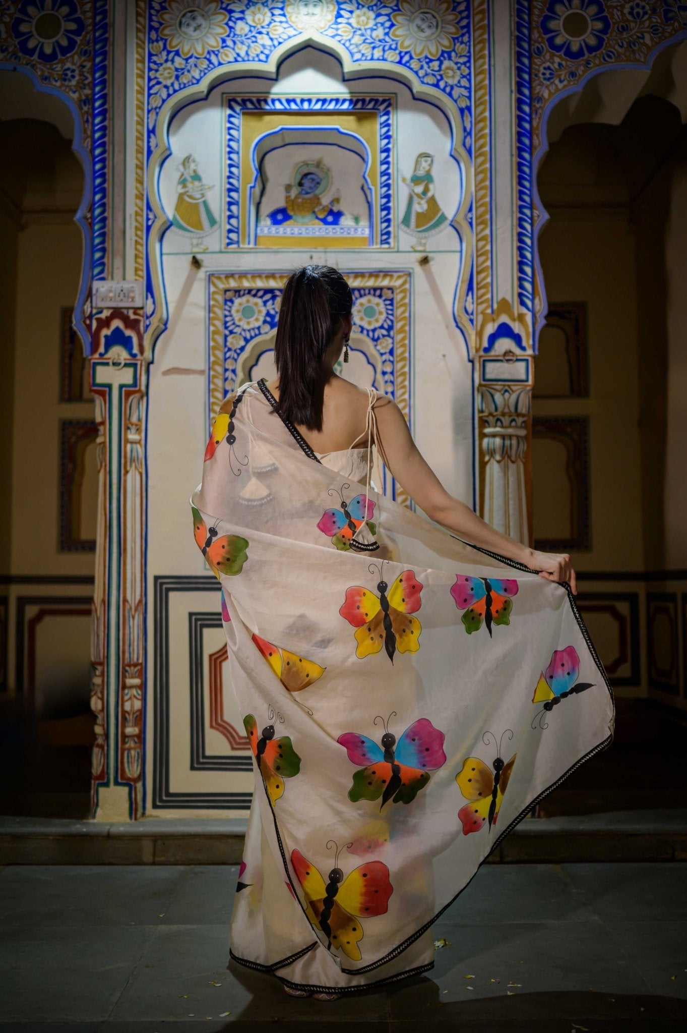 Titli Off White Organza Saree - House of Baisa
