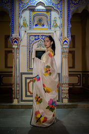 Titli Off White Organza Saree - House of Baisa