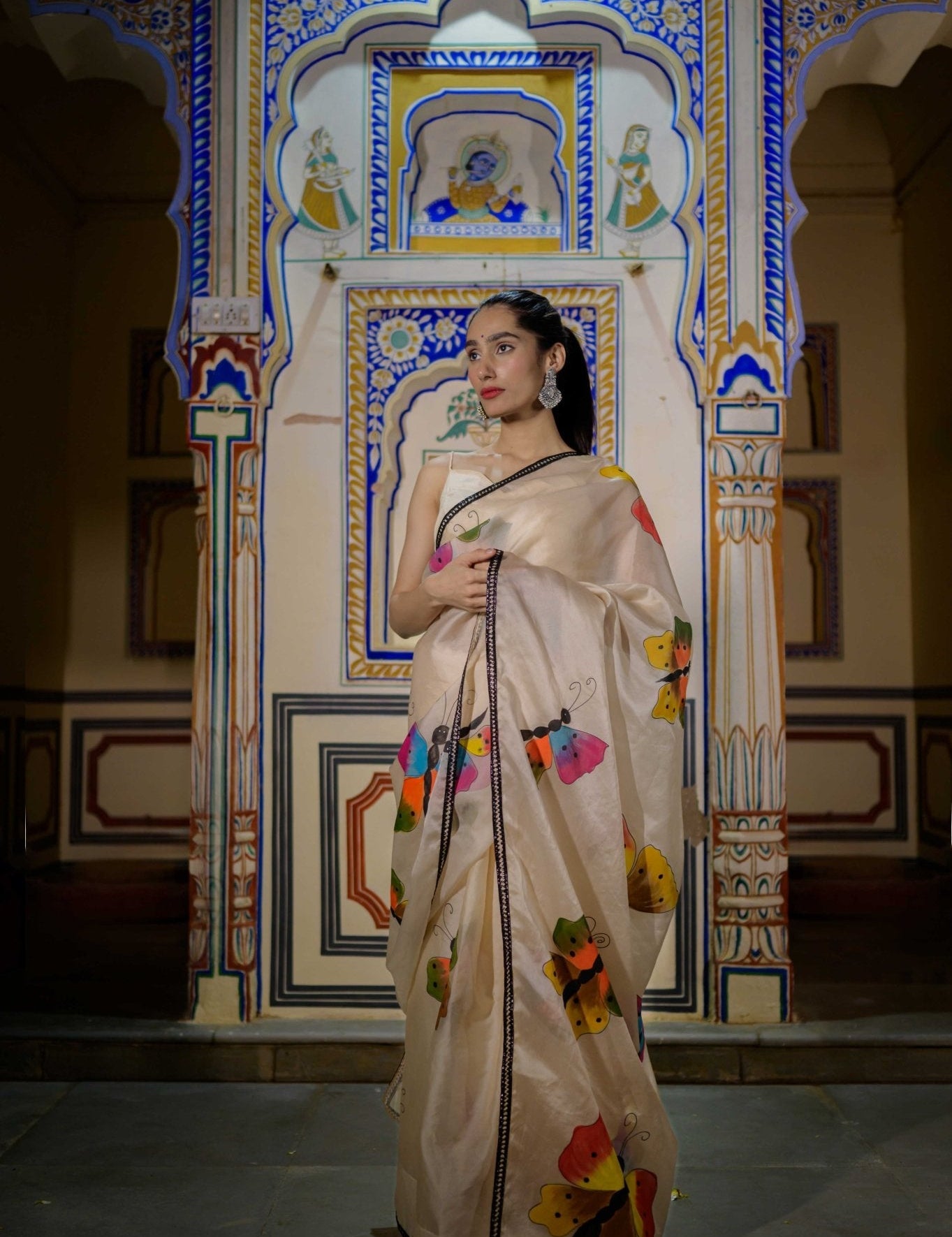 Titli Off White Organza Saree - House of Baisa