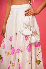 White Floral Lehenga – Hand - Painted Silk for Celebrations - House of Baisa