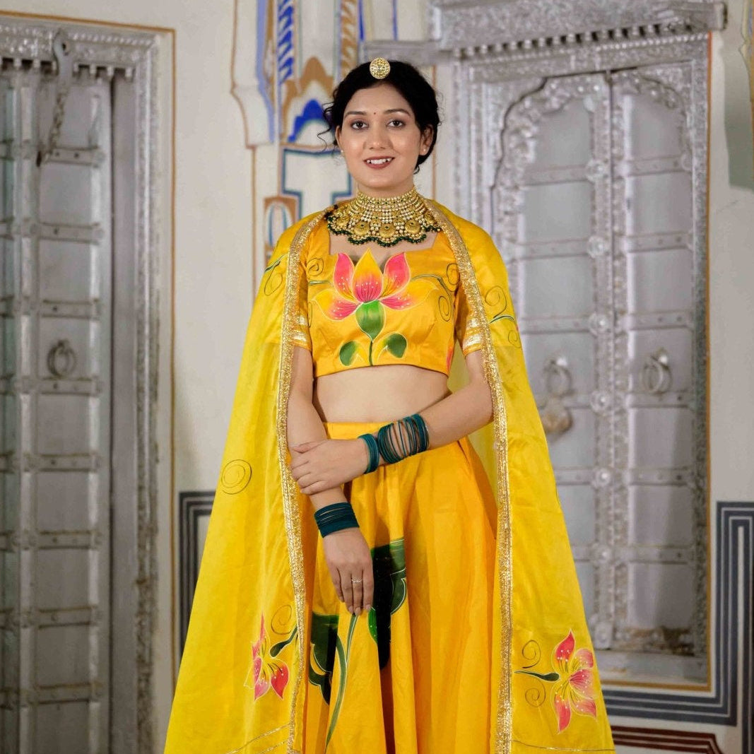 Yellow Lehenga for Women – Vibrant Handcrafted Festive Wear - House of Baisa