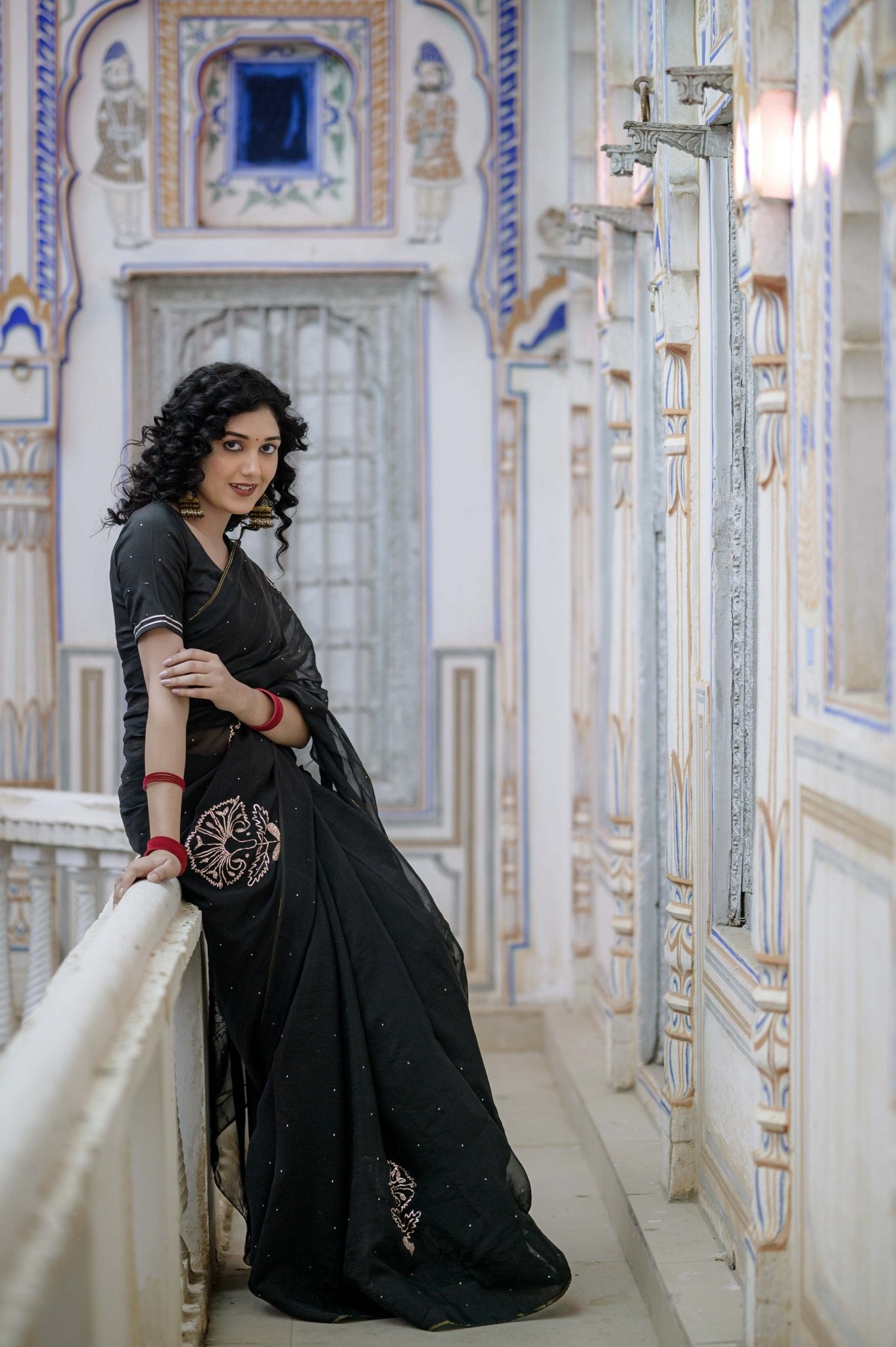 Yuvrani Black Buta Saree - House of Baisa