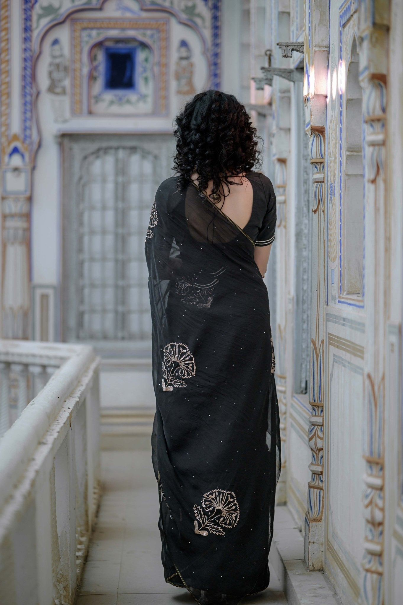 Yuvrani Black Buta Saree - House of Baisa