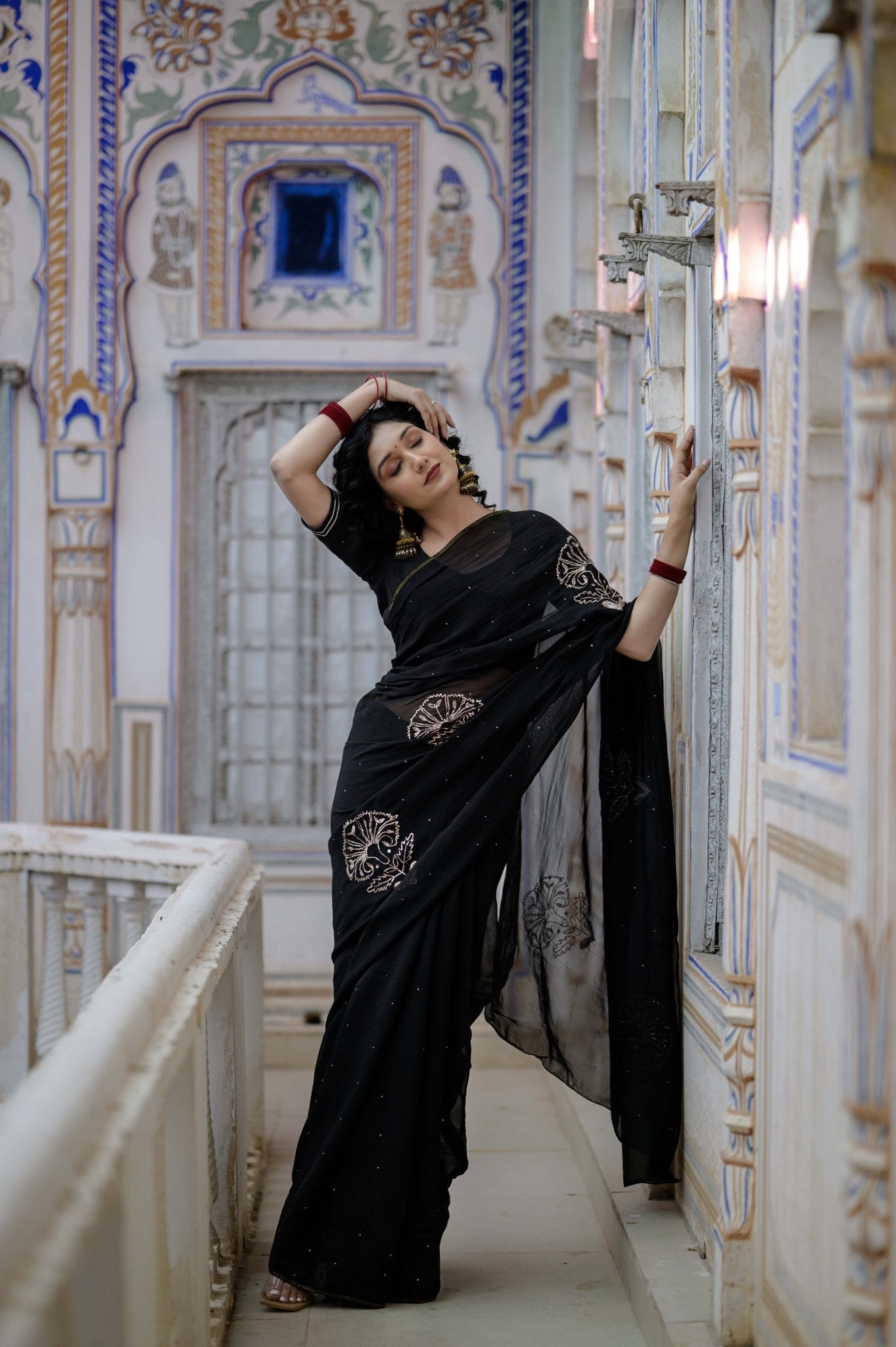 Yuvrani Black Buta Saree - House of Baisa